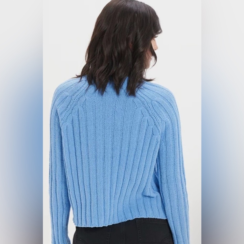 American Eagle Outfitters Light Blue Cropped Ribbed Sweater